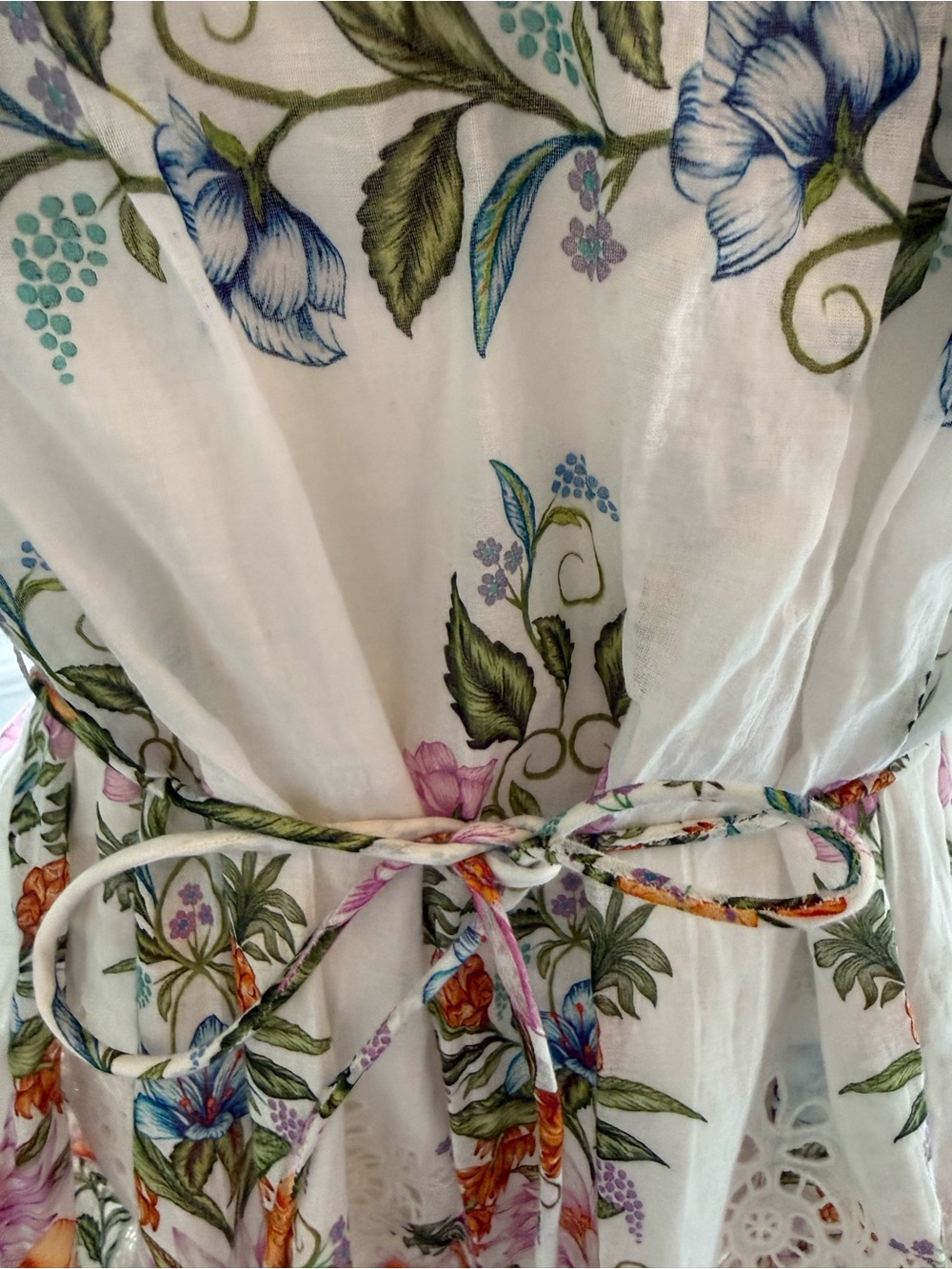 Anthropologie FARM Rio Sweet Bloom Bouquet White Floral Eyelet Mini Dress Sz Med - Picture 9 of 16